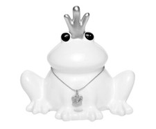 Spardose Frosch weiß Keramik Krone Glitzer Schlüssel Schloss Kinder Geschenk
