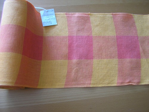 Leinenband orange karriert