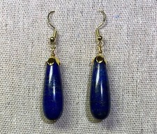 Ohrringe aus dem Edelstein Lapislazuli in Tropfenform 925 Silber Ohrhaken
