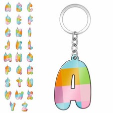 Bunte Schlüsselanhänger A-Z Initialen Geschenkidee Cartoon Buchstaben kariert