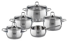ELO Belly Shape Kochtopf-Set 5-teilig Topfset Kochtopf mit Glasdeckel Edelstahl