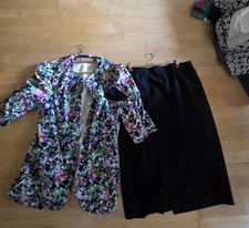 2 Teiler Rock + Bluse Hardob Gr. 42 Bunt Blumen Polyester 
