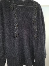  One Love Damen Strickjacke Jacke Cardigan Überwurf  Gr. S,Schwarz,Strass, Top 