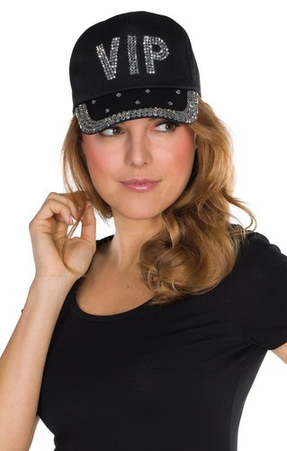 Schwarze cap mit strass vip - schwarze,