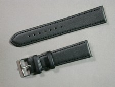 echt Leder Uhrenarmband Schwarz Seidenmatt 20mm stabile Edelstahlschließe 7640