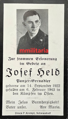 Sterbebild wwii gefreiter - wwii,