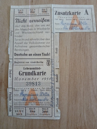 Lebensmittelkarte ddr 1951 - ddr,