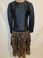 edles Abendkleid, Ballkleid ca. 40 gold/schwarz leicht dehnbarer weicher Stoff