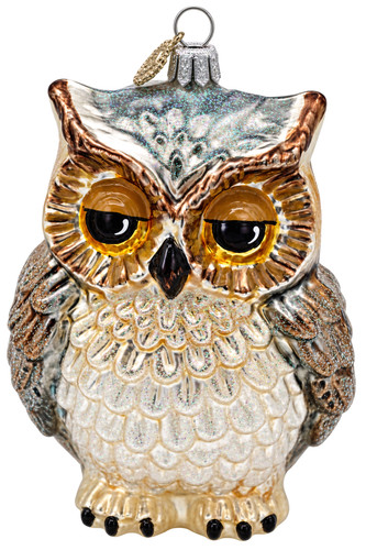 Glasornament eule weiß 14 - glasornament, weiß"
