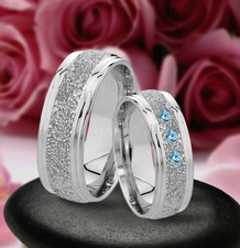 Trauringe Eheringe Verlobungsringe mit echten Blautopas , Silber 925 , J30-3B