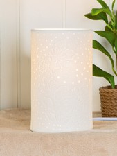 Gilde Porzellan Lampe "Flower" Weiß Blumen 20 cm Rund Dekorativ Tischleuchte
