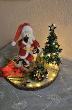 Weihnachtsdekoration/ Weihnachtsmann aus Nadelfilz/ Dekoration mit Beleuchtung