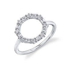 14K Weißgold Diamant Oktagon