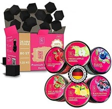 Shisha Steine Nikotinfrei  6x Dampfsteine Tabak Ersatz + 1,25KG Naturkohle