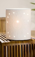 Gilde Tischleuchte "Harmonie" Sonnenmotiv Porzellan Weiß 20 cm Dekorativ