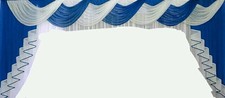 Querbehang, Deko-Gardine  blau / weiss 3 m breit