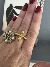 Edelstahl Ring Blume Blumen Goldfarben Top