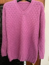 Schnäppchen !Warmer Damen Pullover Weiche Alpaka Wolle Pink Handgestrickt Gr.38