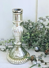 Großer Kerzenleuchter Kerzenständer Kerzenhalter, Bauernsilber, Glas Silber