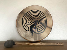 B-Ware Terre Schamanentrommel Kokopelli Ziege bemalt rund 35cm mit Schlägel
