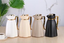 Isolierkanne Kunststoff 1 L mit Glas Kaffekanne Teekanne Thermoskanne versch.Far