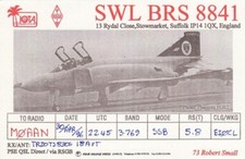 Amateurfunk QSL Karte SWL BRS 8841 Stowmarket 1996 Phantom FGR2 Flugzeug