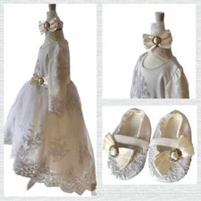 Taufkleid Gr.62 68 Kleid Baby Taufe Partykleid Geburtstag Spitze 3tlg 3-6 Monate