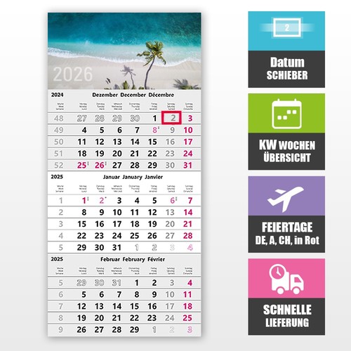 Monatskalender 2026 - 3-,