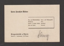 Bingerbrück a. Rh. 1958 "Heimatbeleg" Visitenkarte von Haushaltswaren H.J Weber
