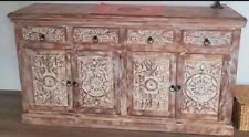 Sideboard Mangovollholz, aufwändige Schnitzereien
