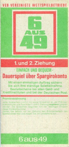Lotto schein aus veb - schein,