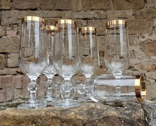 **VINTAGE SEKTGLÄSER*6 x SEKTGLAS*CLAUDIA GOLD*BOHEMIAN CRYSTAL*70ER*GOLDRAND**