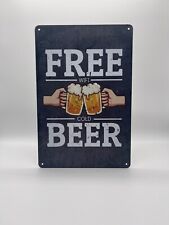 Blechschild Free Beer 20x30cm Nostalgie Retro Reklame Vintage Deko Bar Bier
