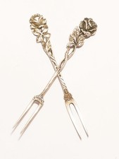 2x Hildesheimer Rose 800 835 Silber Vorlegegabel Kuchengabel CB alt festlich