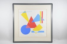 Q40U04- Gemälde geometrische Formen Gouache signiert Petro (?) dat. 1986 