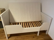 IKEA BUSUNGE Kinderbett Ausziehbar Weiß 80x200 Cm mit Matratze Bett
