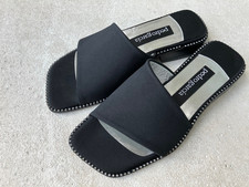 pedro garcia Pantoletten unbenutzt Gr.38 Textil schwarz Ziersteinchen Ledersohle