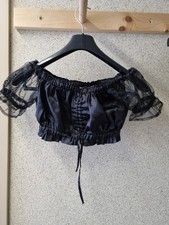 Fuchs Dirndl bluse Gr 36 S 38 M Schwarz Spitze Tüll Oktoberfest Trachten neu