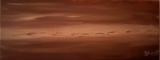 Acrylmalerei - Wüstenstimmung auf Leinwand 20x50