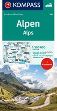 KOMPASS Autokarte KOMPASS Autokarte und Panoramakarte Alpen 1:500.000 | Deutsch