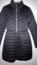 Kurzmantel Schwarz Steppmantel Reißver. TaillenSchnur Verstellbar Kragenhoch 38