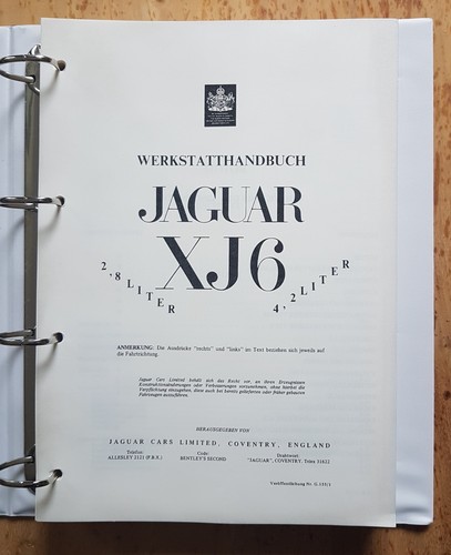 Werkstatthandbuch jaguar xj6 - werkstatthandbuch, xj6-