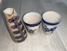 Apfelwein Bembel 2 Becher Krug Karaffe Keramik Steinzeug Äbbelwoi Handarbeit