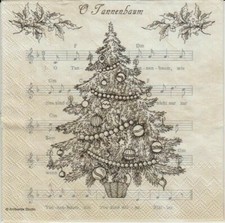 3 Servietten ~ Oh Tannenbaum Musik Weihnachtslied Noten Christmas