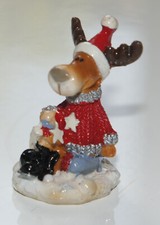 Miniatur-Deko Elch Setzkasten rot 3,3 cm sitzend Weihnachtsmann Setzkastenfigur