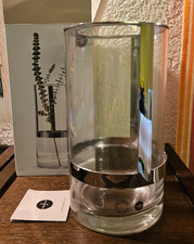 Sagaform Hold Vase medium höhenverstellbar von 20-34 cm Glas Metall silber, OVP
