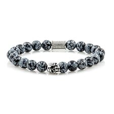 Snowflake Obsidian Armband Bracelet Perlenarmband Skull Edelstahl
