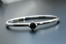 925 Sterling Silber Verlobungsring echter schwarzer Diamant Gr. 17,18,19,20