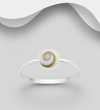 925 Sterling Silber Ring mit echter Shiva-Muschel, Bezel-Fassung, edler Schmuck