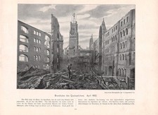 Kaispeicher Brandruine 1892 - Hamburg - 1896 - Historischer Kunstdruck ~30x21cm